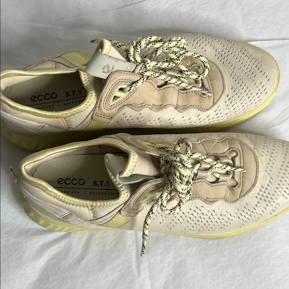 Beige and Yellow Athletic Sneakers